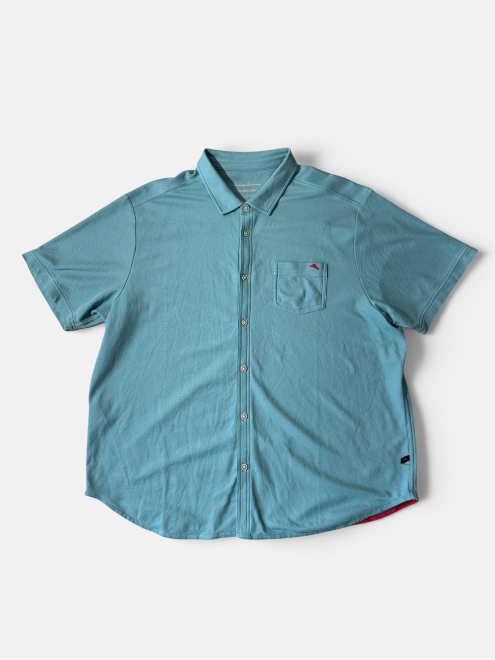 Tommy Bahama mens 1XB Big light blue pique island zone short sleeve button up